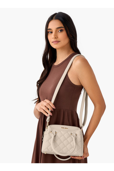 Flora Bella by Shoexpress Quilted Tote Bag with Detachable Strap and Zip Closure