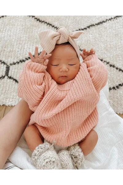 Sparrow Laurel Unisex Çocuk Bisiklet Yaka Oversize Triko Kazak,Kız Çocuk Kazak 6 Ay-5 Yaş