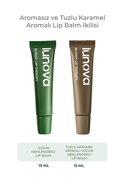 Lunova 2’li Lip Balm | Tuzlu Karamel Aromalı ve Yoğun Nemlendiricili Onarıcı ...