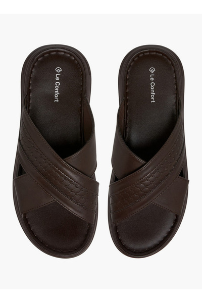 Le Confort Textured Cross Strap Slip-On Sandals