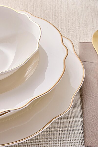 Perotti Porselen Gold Bone 24 Parça 6 Kişilik Yemek Takımı