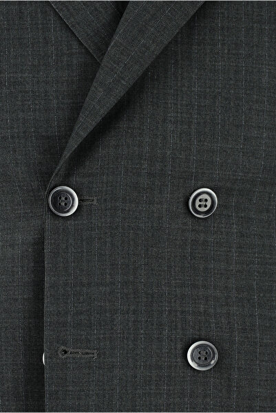 Kiğılı Slim Fit Dar Kesim Çizgili Kruvaze Takım Elbise