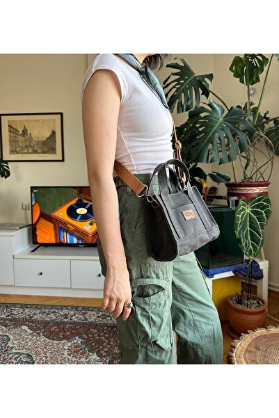 Atelier Lapina Siyah & Suşi Mini Mumlu Kanvas Çanta