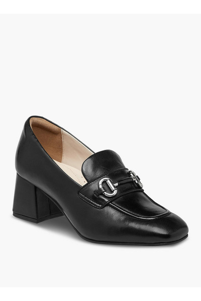 Paprika Metallic Accent Slip-On Loafers with Block Heels