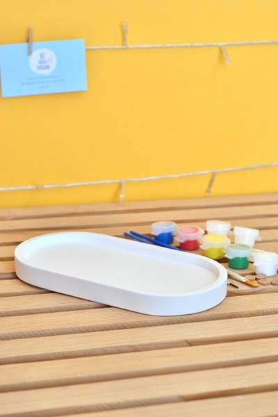 Bi' Dolu Dükkan Oval Tabak Boyama Seti | Beton Obje Boyama Seti | Evde Okulda...