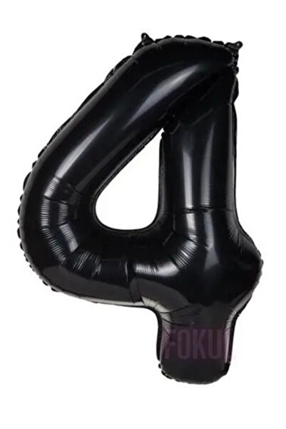 FOKUL Folyo Balon Siyah Renk 100 Cm 40 Inç 4 Yaş Büyük Rakam Folyo Yaş Balonu...