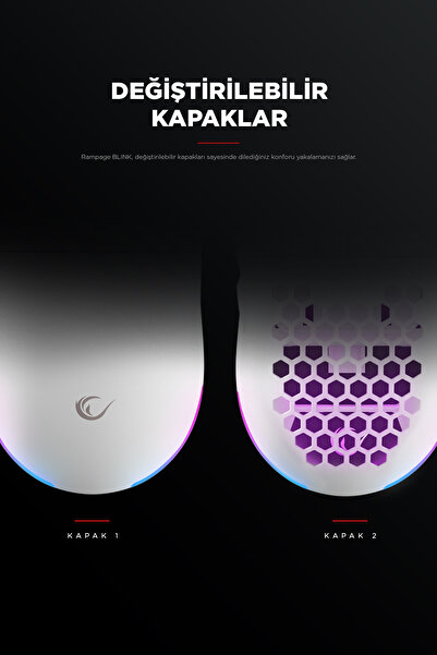 Rampage Blink Beyaz Rgb Makrolu 12800 Dpi E-spor Örgü Kablo Profesyonel Gaming Mouse Oyuncu Mouse