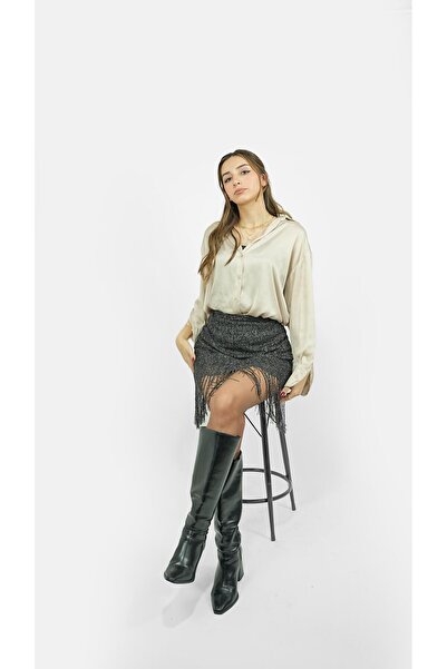 Cherry Lane Gold Lurex, Tasseled Mini Skirt