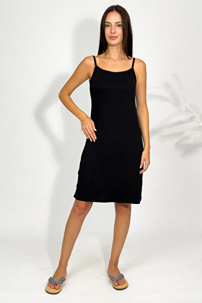 Betimoda Women's Cotton Combed Viscose String Strap Underwear Tunic Black