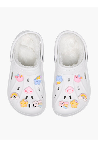 Aqua Jibbitz Charm Fur Detail Clogs with Backstrap