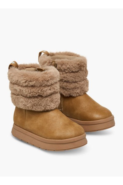 Juniors Faux Fur Boots with Zip Closure