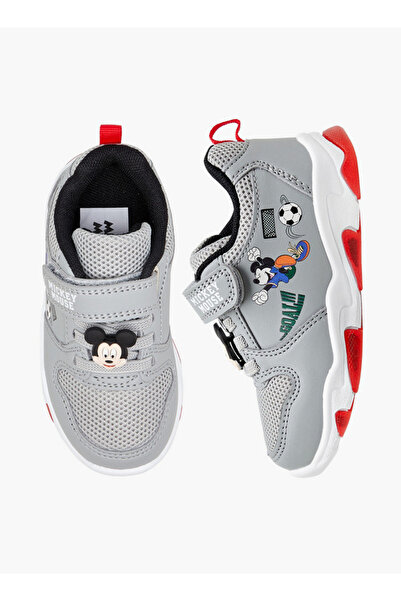 Disney Mickey Mouse Print Light-Up Sneakers with Hook and Loop Closure