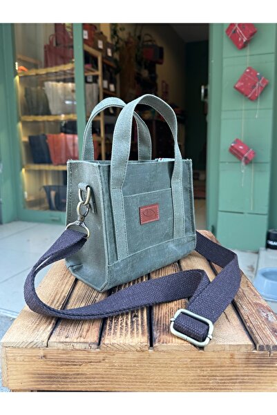 Atelier Lapina Haki & Avokado Mini Mumlu Kanvas Çanta