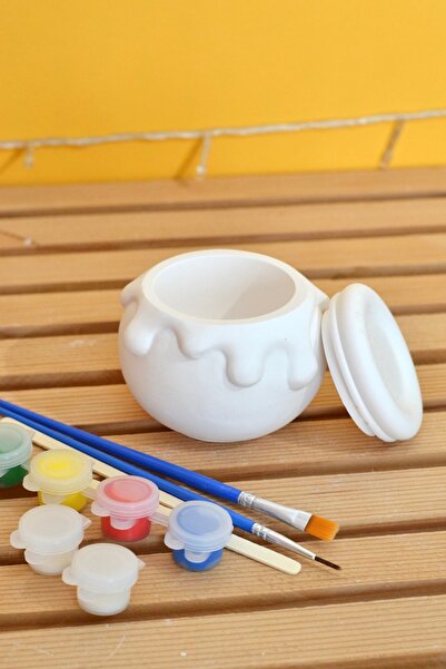 Bi' Dolu Dükkan Bal Kavanozu Görünümlü Kutu Boyama Seti | Beton Obje Boyama S...