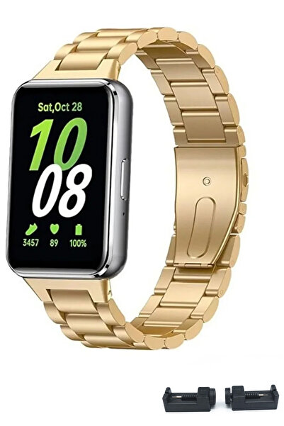 Nezih Case Samsung Galaxy Fit 3 Uyumlu 18mm Metal Baklalı  Pim Tasarım Paslanmaz Çelik Kordon