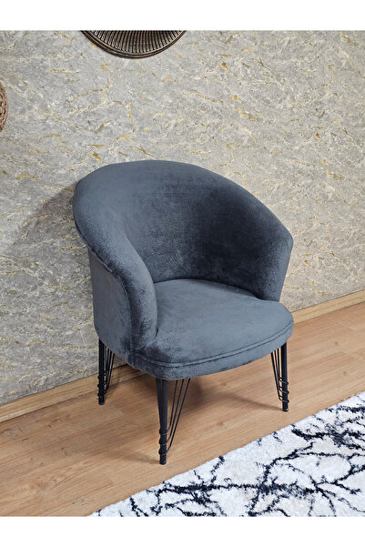 ZAFİR Tekli TEDDY Siyah Boyalı Telli Ayak Çay Seti Koltuk Tekli Berjer , Balk...