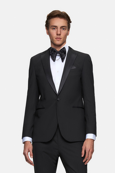 Tween Slim Fit Siyah Düz Travel Smokin Takim