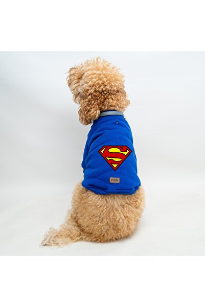 Buddy Store Kedi Ve Köpek Kıyafeti Elbiseleri - Süperman Baskılı Saks Mavisi ...