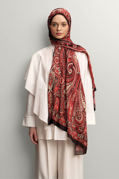 Qef   شال صيفي فاخر - اسم أليس، لون أحمر