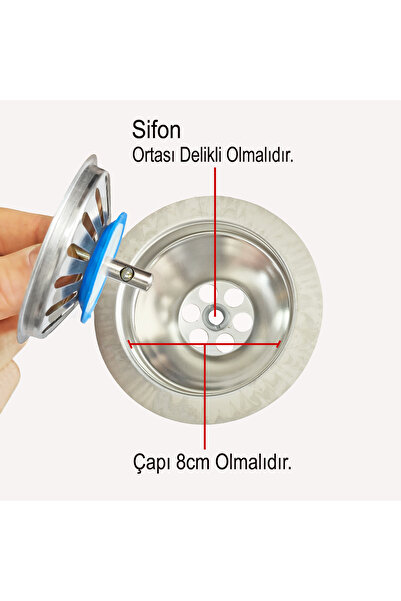 ALETÇANTAM Çöpmak Süzgeç Mutfak Lavabo Sifon Gider Metal Tıpa Süzgeci 8cm