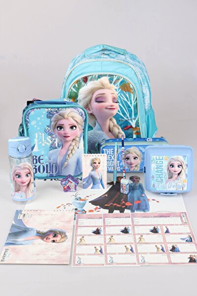 Disney Dekomus Licensed Elsa Frozen "School Bag, Pen and Lunch Box, Lunch Box and 500 ml Tritan