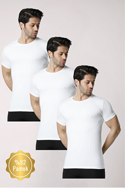 MODA Comfortable Texture 3-Piece Men's White, Gray, Black Crew Neck Cotton Ta...