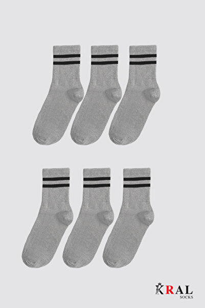 Lüx Kral Мъжки чорапи за тенис - обикновени на райета, четвърт гнездо, памучни и против изпотяване (6 чифта)