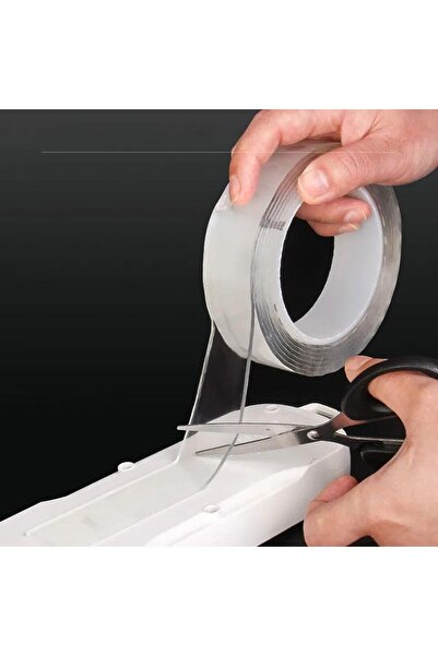 Motek Bandă dublu adezivă 2 metri, rezistentă la apă, silicon, transparentă, lățime 3 cm