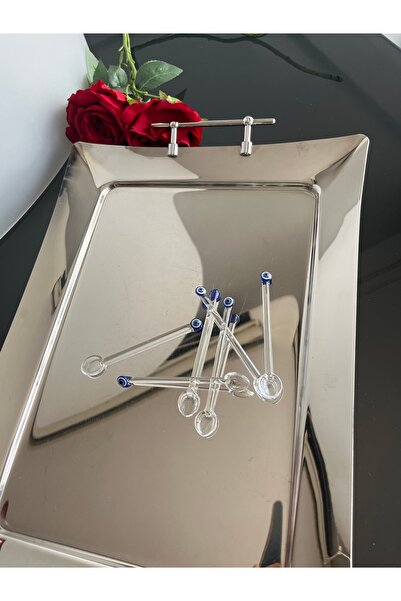 DECOSTYLE Evil Eye Beaded Glass Teaspoon Set of 6