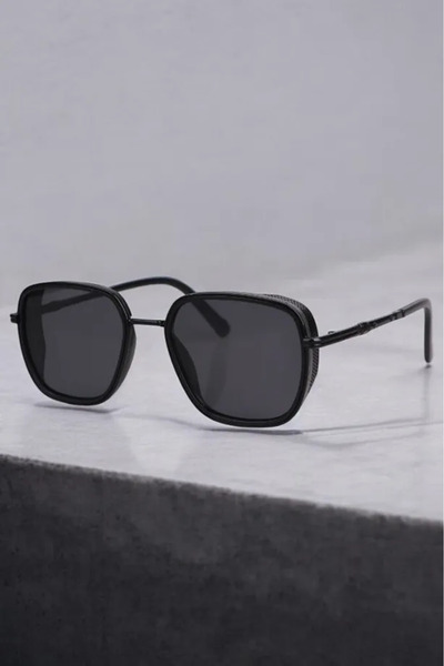 Chunky Frame Gaza Dikdörtgen Siyah Unisex Kare Güneş Gözlüğü
