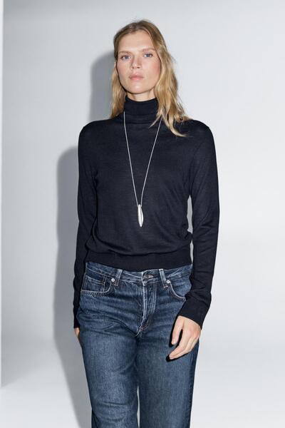 Massimo Dutti Dik yaka yün karışımlı kazak
