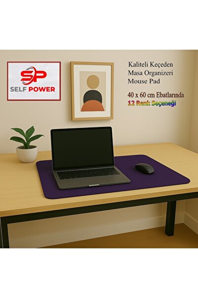 Self Power Mor Kalın Keçe Çalışma Masası Düzenleyici Mouse Pad (60 x 40 cm)