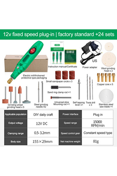 Choice1 US 27pcs A 110-240V Mini Drill Polishing Engraver Pen Grinder Electric Rotary Tool Grinding Machine