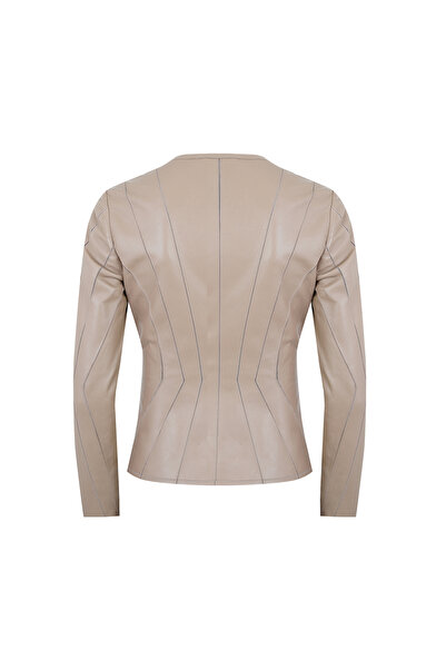 Desa Bienna Bej Kadın Panelli Deri Ceket
