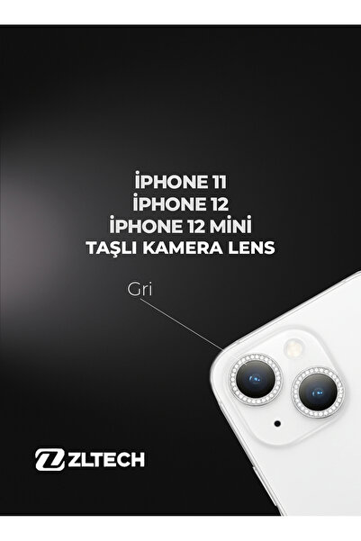 ZLTECH iPhone 11/12/12Mini Uyumlu Taşlı Kamera Lens Koruyucu