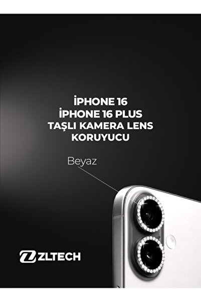 ZLTECH iPhone 16/16Plus Uyumlu Taşlı Kamera Lens Koruyucu
