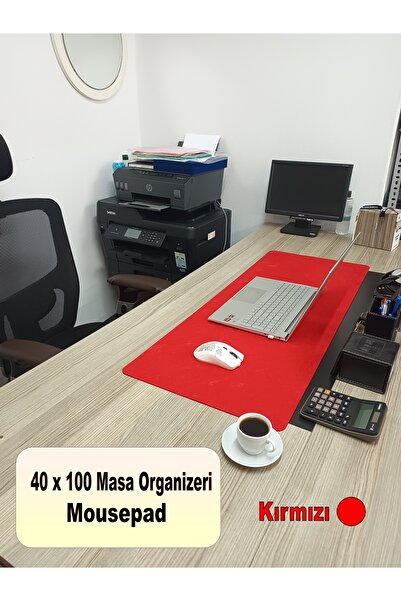 Self Power Organizator de birou din pâslă roșie de 40x100 cm, organizator, mo...