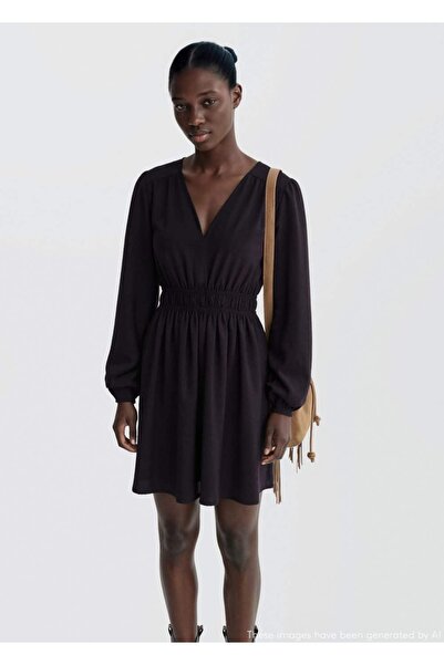 Mango Teen Beli büzgülü elbise