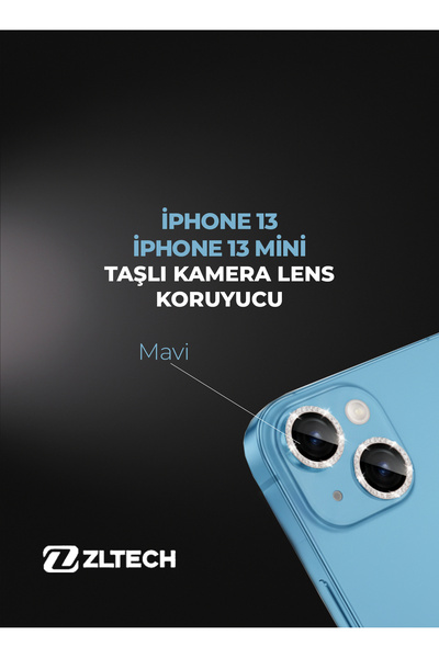 ZLTECH iPhone 13/13Mini Uyumlu Taşlı Kamera Lens Koruyucu