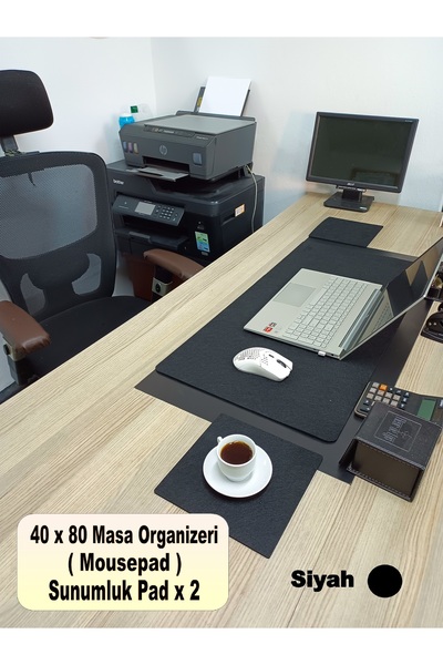 Self Power 40x80 cm Siyah Keçe çalışma Masası Düzenleyici, Organizer, Mousepad