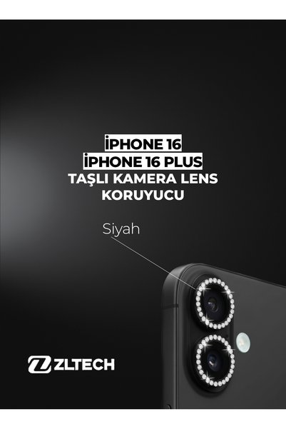 ZLTECH iPhone 16/16Plus Uyumlu Taşlı Kamera Lens Koruyucu