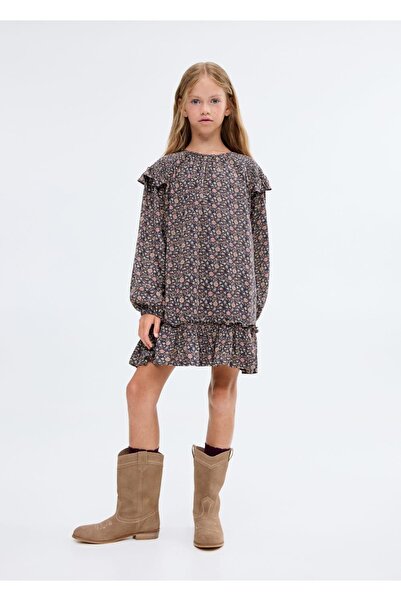 MANGO Kids Volanlı desenli elbise