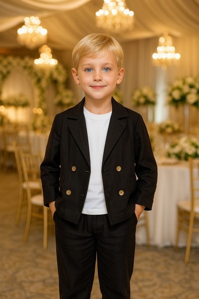 Çelix Kids Тричастен костюм с кръстосано сако/Костюм/Костюм за младоженец/Костюм за специални поводи/Сватба/Рожден ден/Премиум