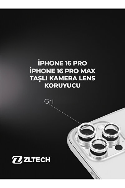 ZLTECH iPhone 16Pro/16Promax Uyumlu Taşlı Kamera Lens Koruyucu