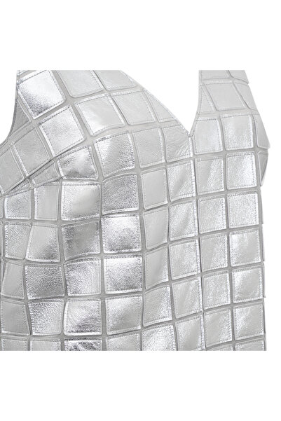 Desa Selvaggia Gümüş Kadın Panelli Deri Elbise