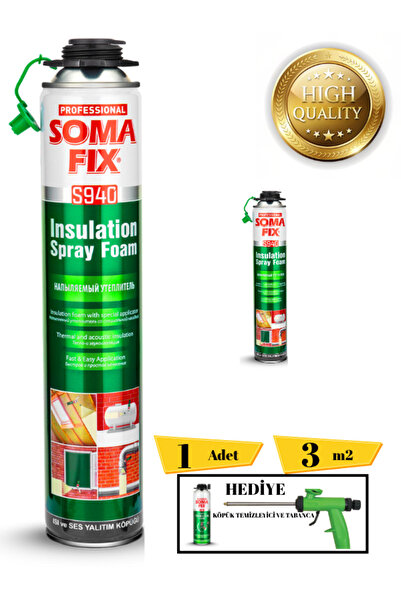 Somafix Poliüretan Termal Isı Ve Ses Yalıtım Sprey Köpük ( Tabanca Ve Temizle...