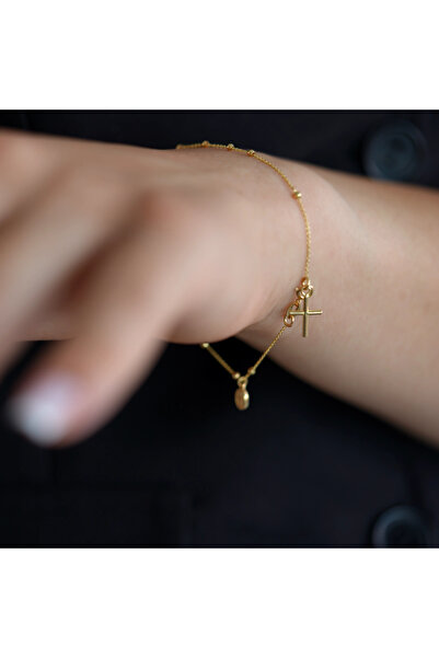 Sandra Ferretti Bratara Rozariu din Aur Galben de 18 K cu Cruciulita