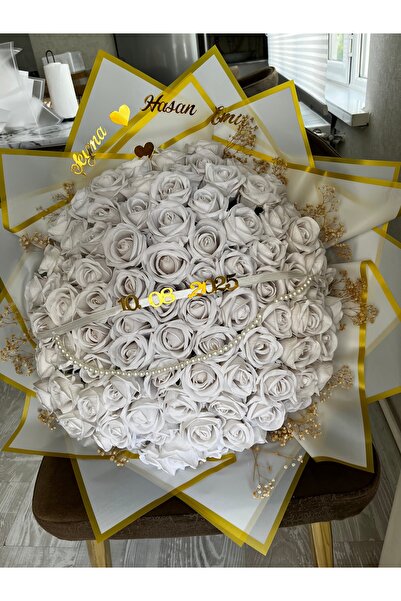 Dizayn 101 Adet Yapay Kadife Gül Buketi - Solmayan Çiçek