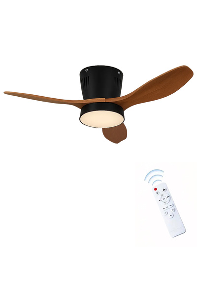 Goes Modern Led Işıklı Tavan Vantilatörü 3 Renk Işık 3 Kademe Hız Sessiz B Gövde Ceviz Kanat Avize