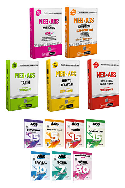 Pegem Akademi Yayıncılık 2026 AGS TÜM DERSLER Soru Bankası Tarih Coğrafya Eğitimin Temelleri Mevzuat Sayısal Sözel Yetenek